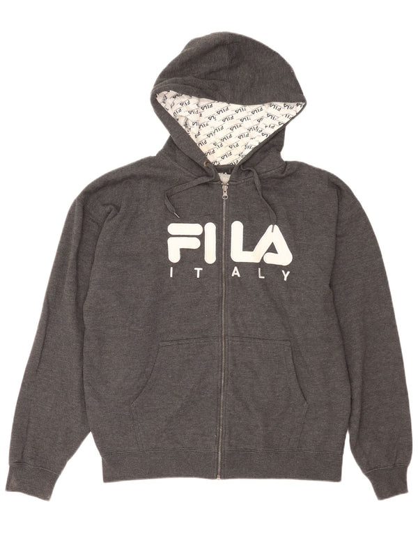 Fila Mens Italia Zip Hoodie Sweater Large Grey Cotton