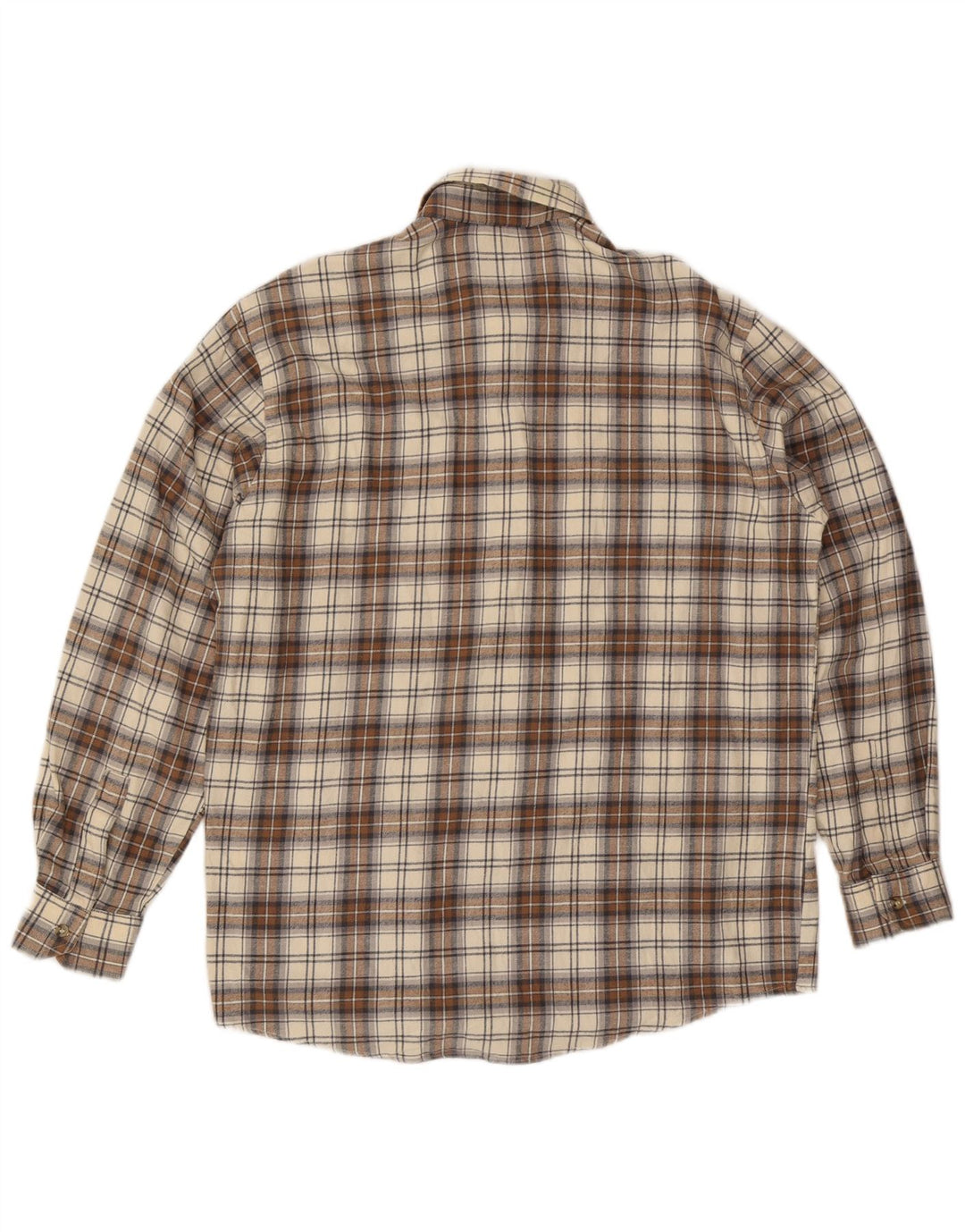 European Project Mens Flannel Shirt Large Beige Check Cotton
