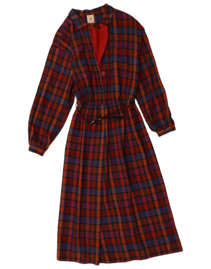 ST. BERNARD Womens Long Sleeve Maxi Dress UK 10 Small Red Check Cotton