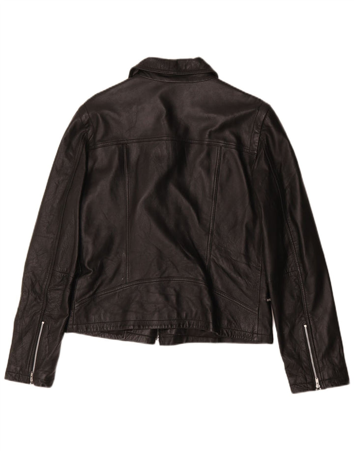 Scooter Womens Leather Biker Jacket IT 42 Medium Black
