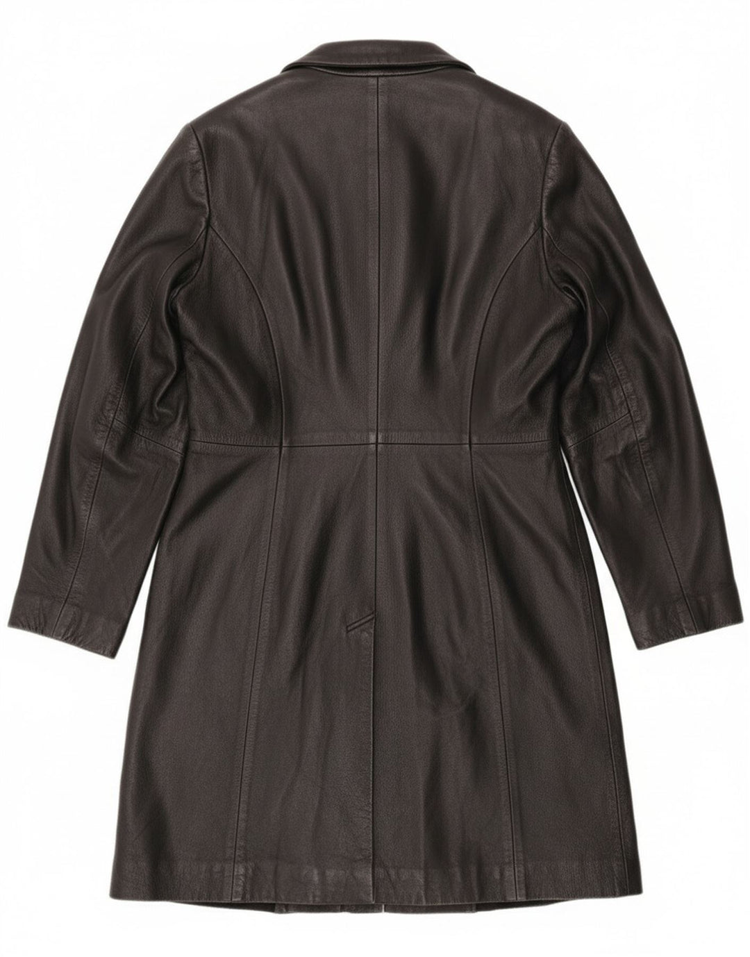 Vintage Womens Leather Overcoat UK 12 Medium Black Leather