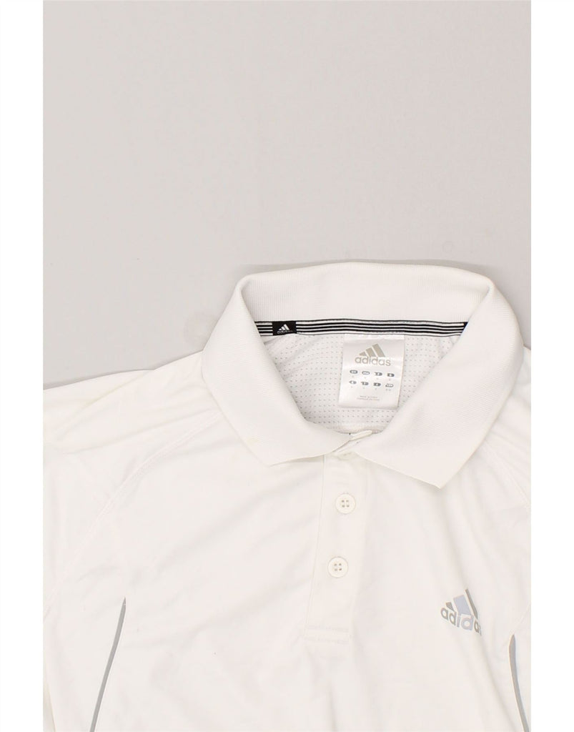 ADIDAS Mens Polo Shirt Medium White Polyester | Vintage Adidas | Thrift | Second-Hand Adidas | Used Clothing | Messina Hembry 