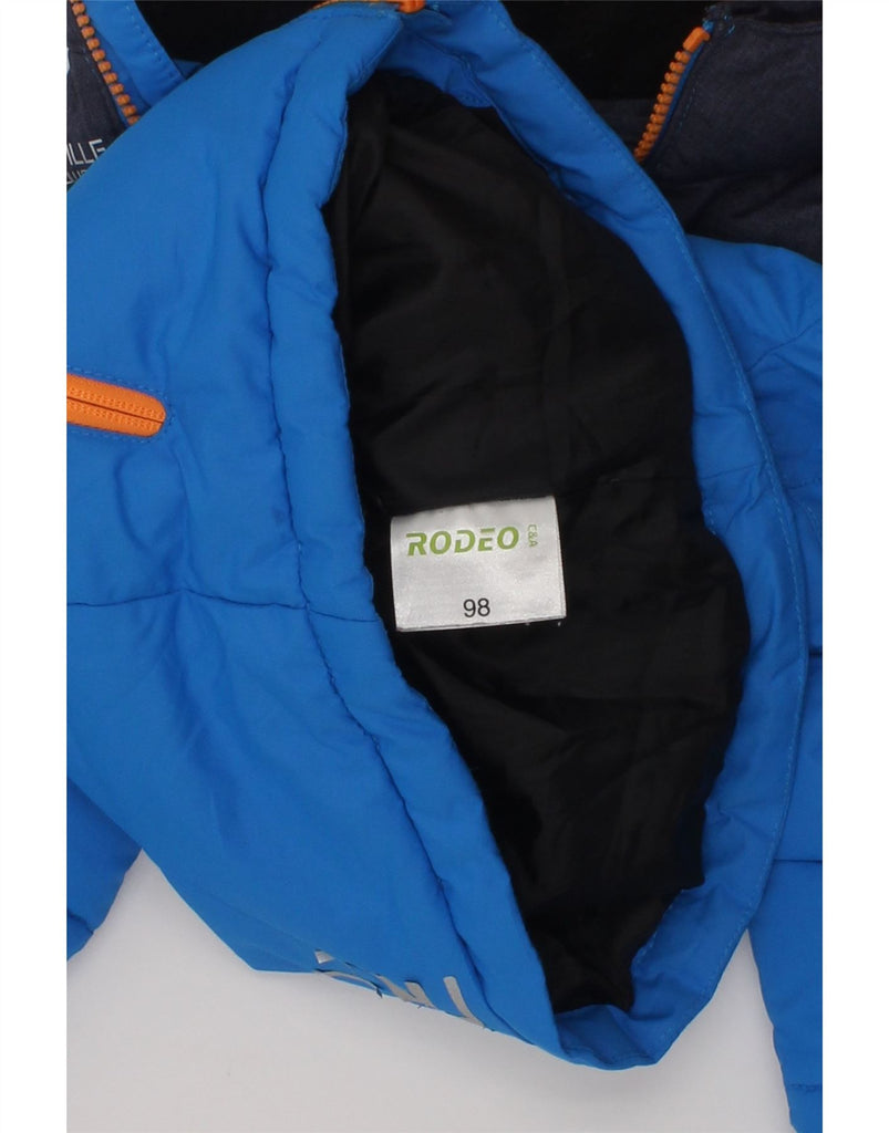 RODEO Boys Hooded Padded Jacket 2-3 Years Blue Colourblock Polyester | Vintage Rodeo | Thrift | Second-Hand Rodeo | Used Clothing | Messina Hembry 