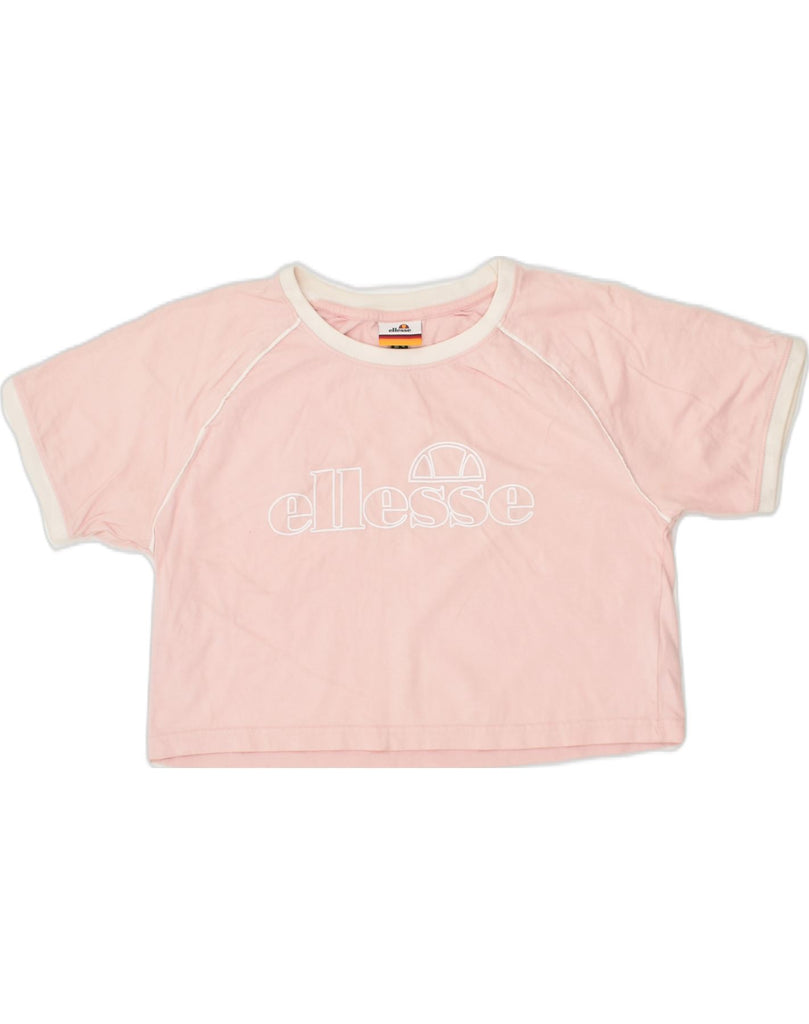 ELLESSE Womens Crop Graphic T-Shirt Top UK 8 Small  Pink Cotton | Vintage Ellesse | Thrift | Second-Hand Ellesse | Used Clothing | Messina Hembry 