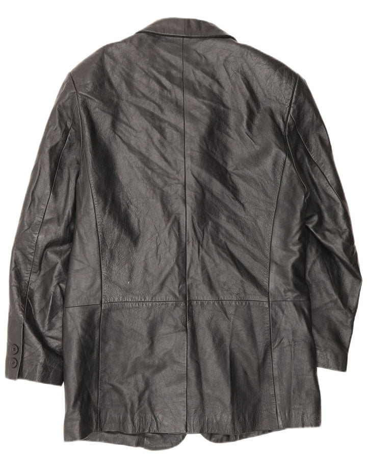 Conbipel Mens Leather Coat IT 46 Small Black Leather