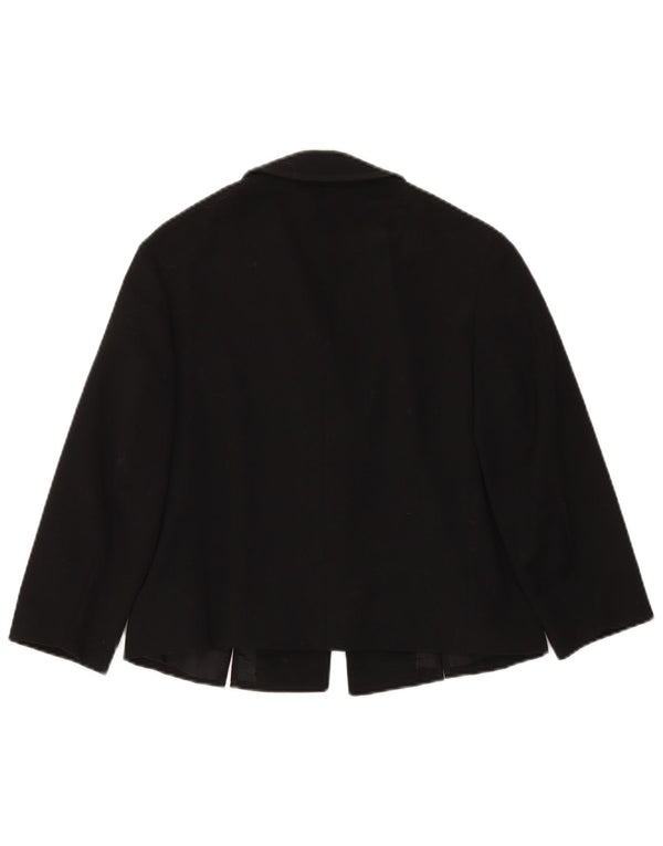 Reine Wolle Womens 3/4 Sleeve 3 Button Blazer Jacket UK 12 Medium Black
