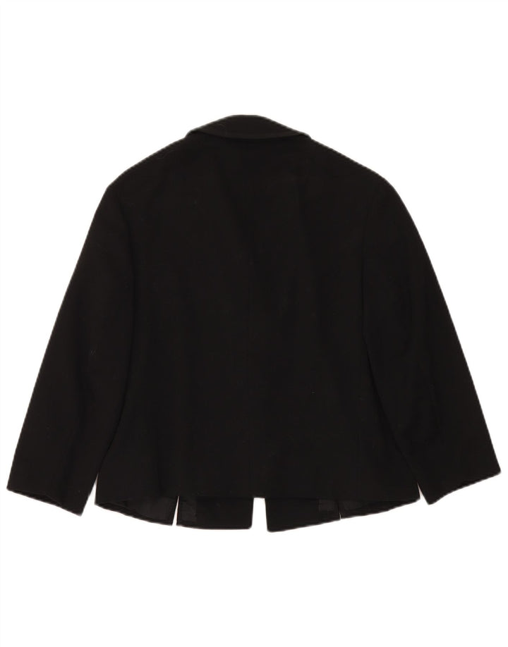 Reine Wolle Womens 3/4 Sleeve 3 Button Blazer Jacket UK 12 Medium Black