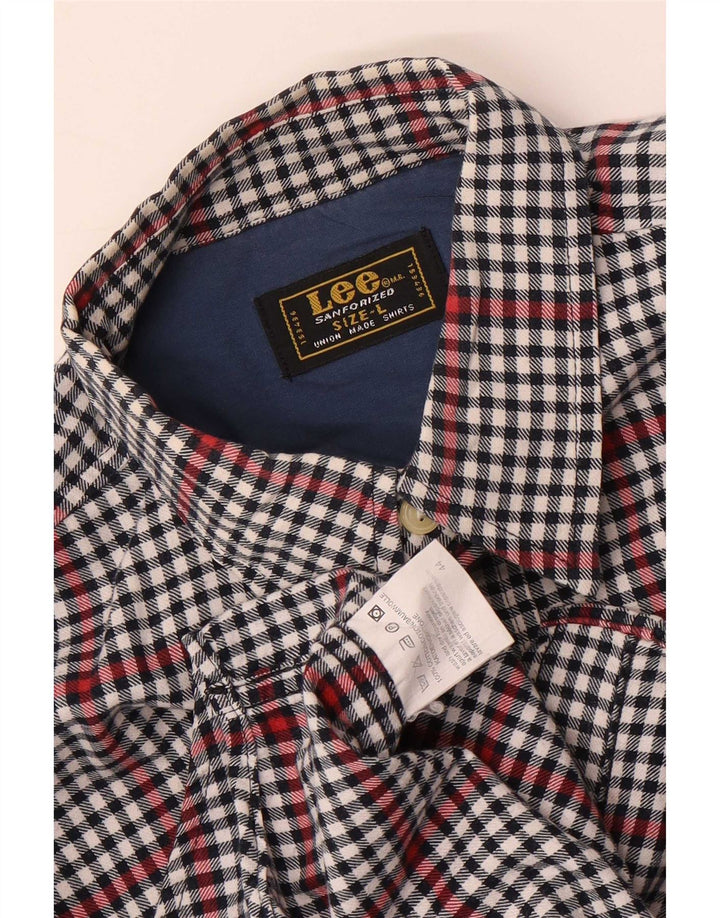 Lee Mens Shirt Large Grey Gingham Cotton