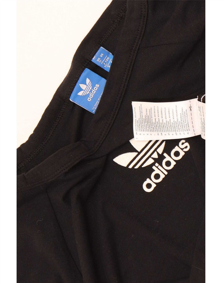 Adidas Womens Crop Graphic Top Long Sleeve UK 12 Medium Black Cotton