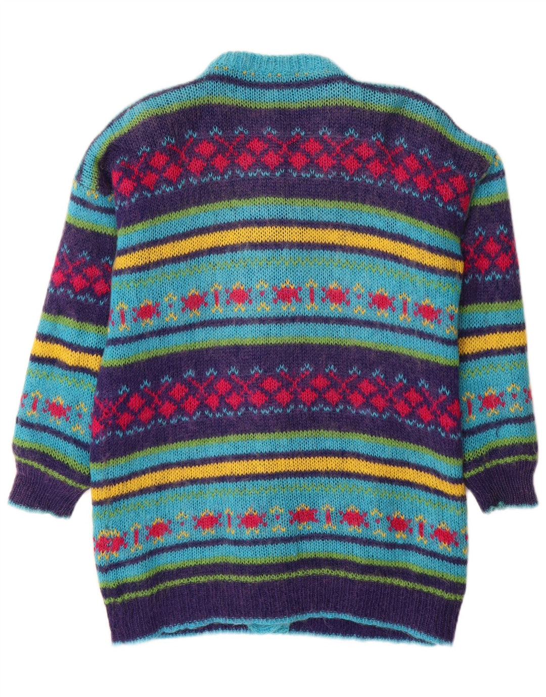 Vintage Womens Cardigan Sweater UK 14 Medium Multicoloured Fair Isle