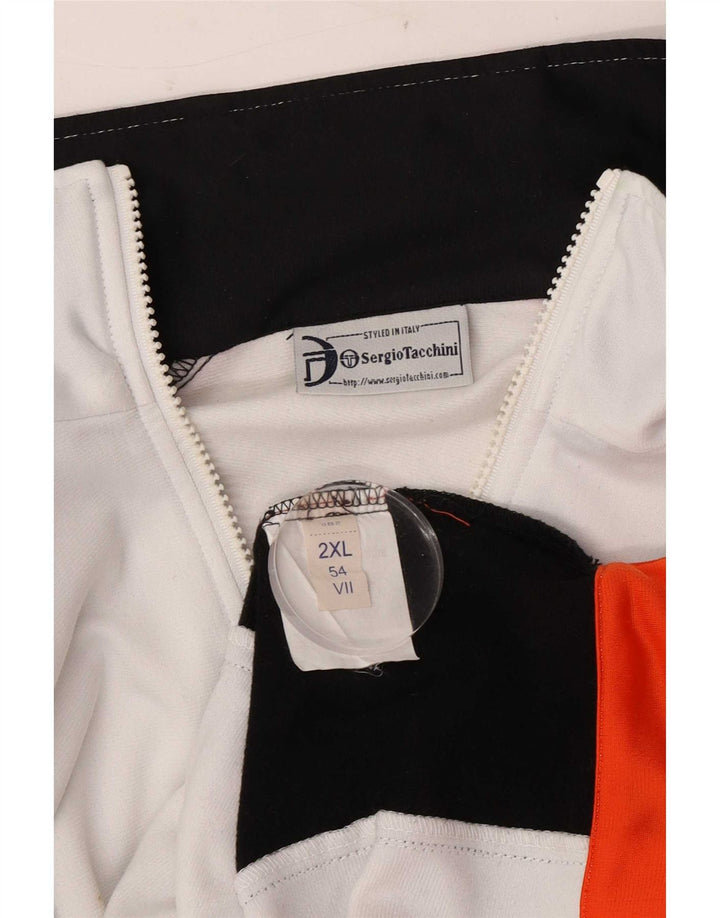 Sergio Tacchini Mens Tracksuit Top Jacket 2XL White Colourblock Polyester