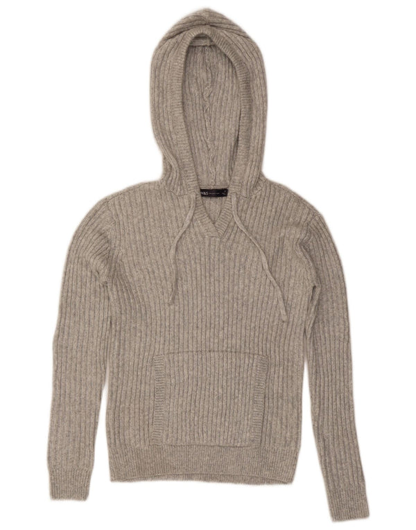 Marks & Spencer Womens Hooded Jumper Sweater UK 6 XS Grey Polyester