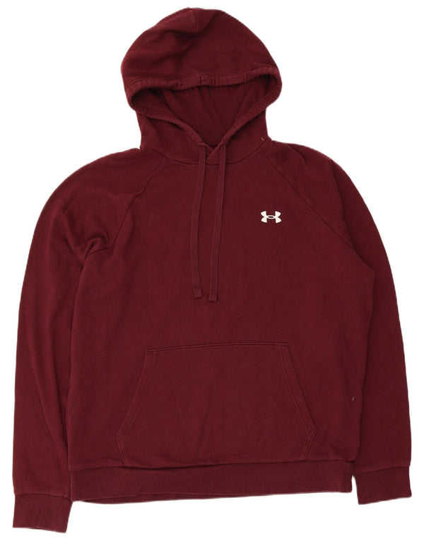 Under Armour Womens Loose Fit Hoodie Jumper UK 14 Large Burgundy Cotton