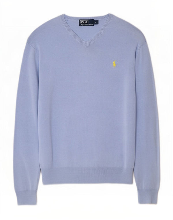 Polo Ralph Lauren Mens V-Neck Jumper Sweater Small Blue Cotton