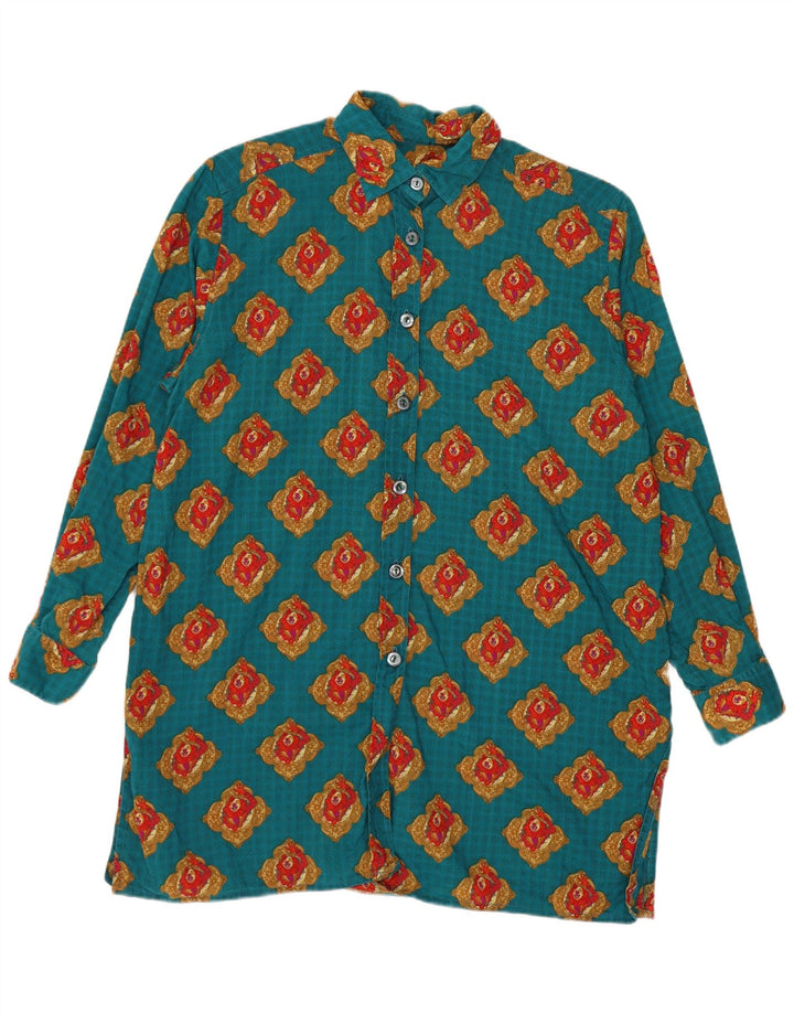 Vintage Womens Abstract Pattern Shirt UK 16 Large Blue Geometric