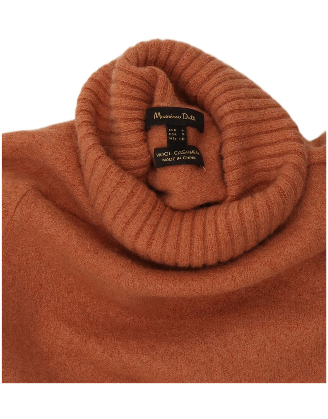 Massimo Dutti Girls Roll Neck Jumper Sweater 7-8 Years Small Brown Wool