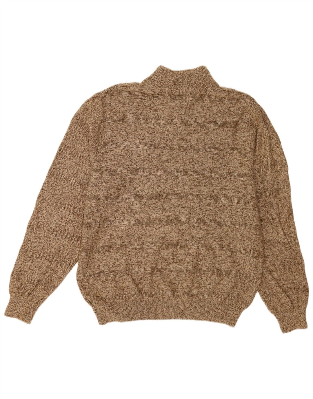 Chaps Mens Button Neck Jumper Sweater Large Brown Cotton