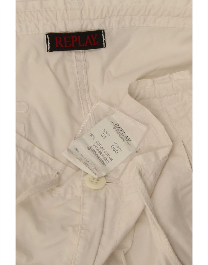 Replay Mens Bermuda Shorts W31 Medium White Cotton