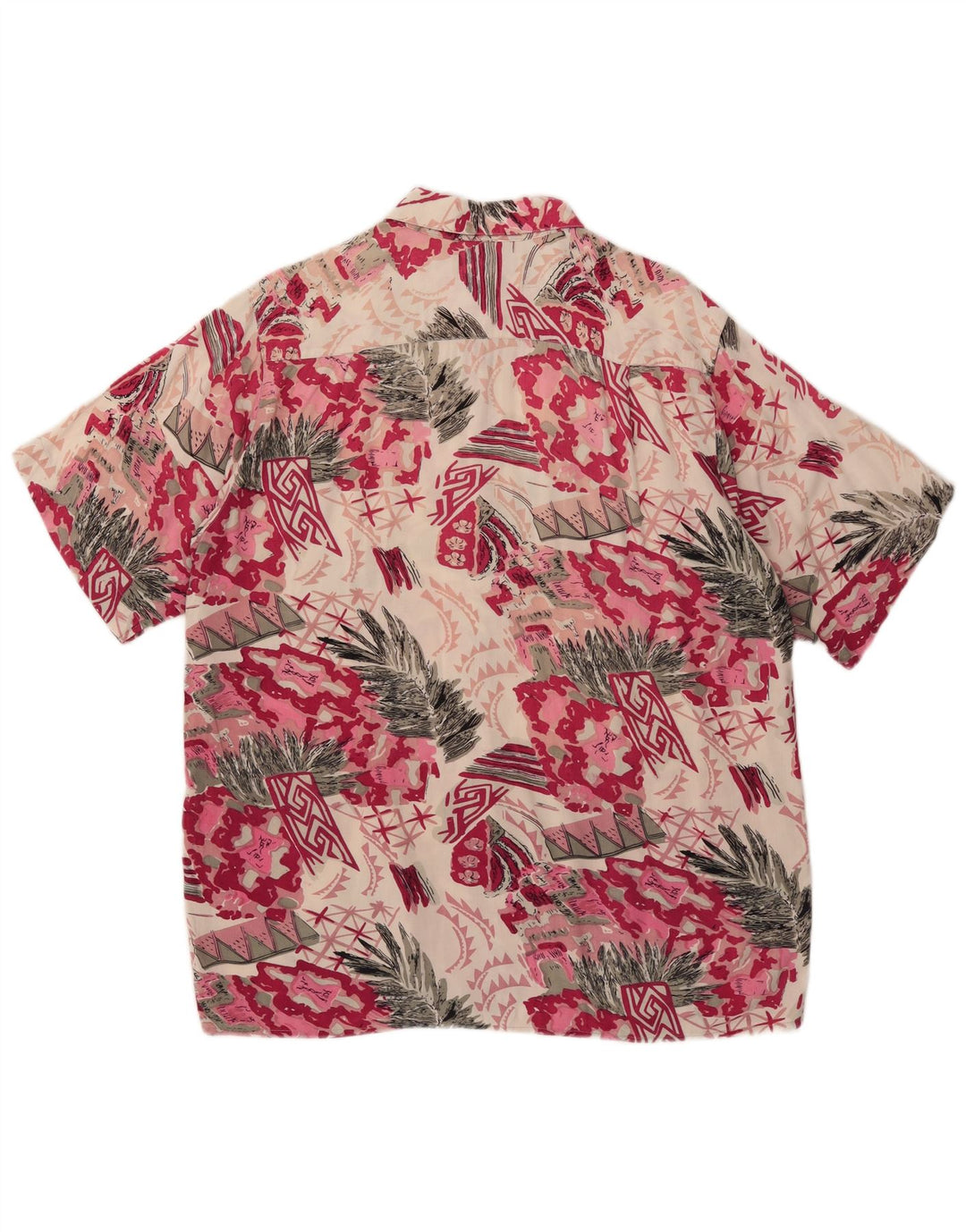 Day-X Mens Short Sleeve Shirt Size 41/42 Large Pink Patchwork Viscose