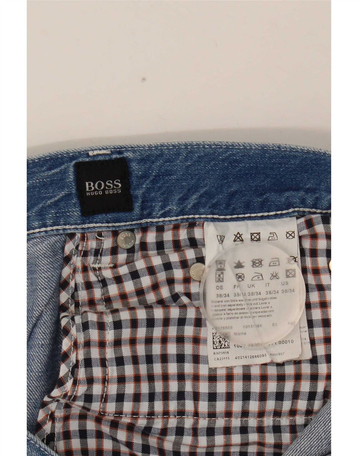 Hugo Boss Mens Straight Jeans W38 L34 Blue Cotton