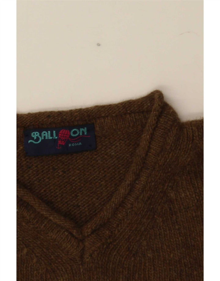 Balloon Mens V-Neck Jumper Sweater Medium Brown