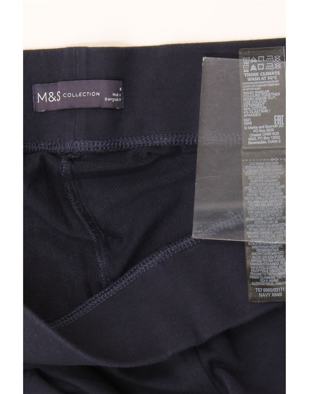 Marks & Spencer Womens Windbreaker Trousers UK 16 Large  Navy Blue Cotton