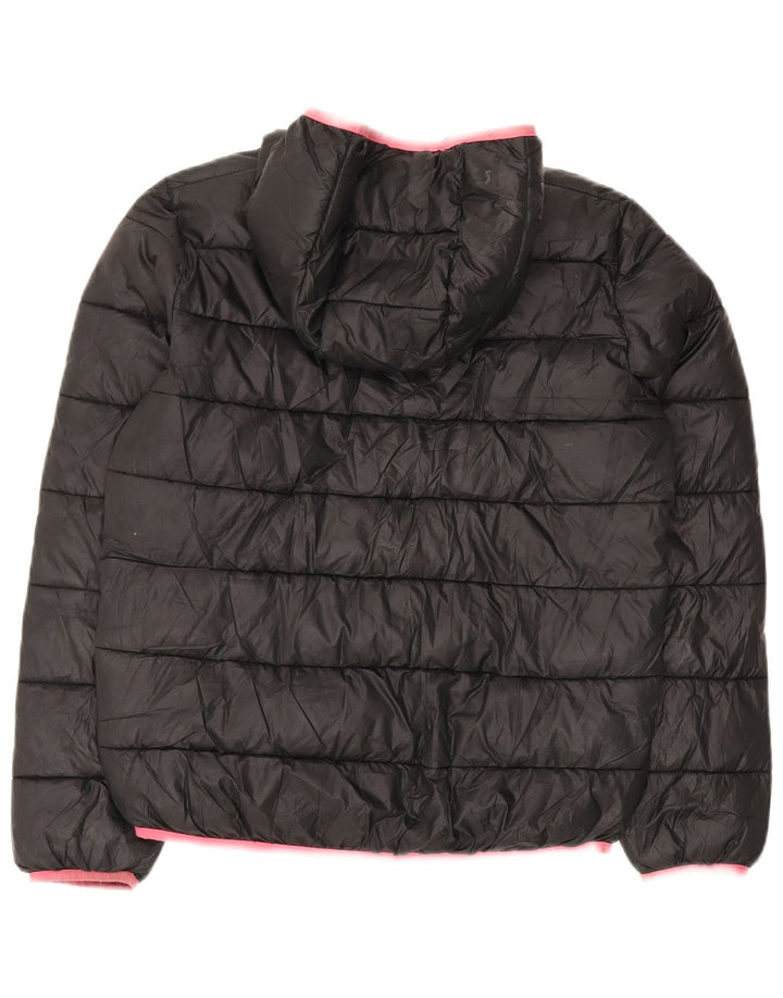 Champion Girls Hooded Padded Jacket 13-14 Years XL Black Polyester