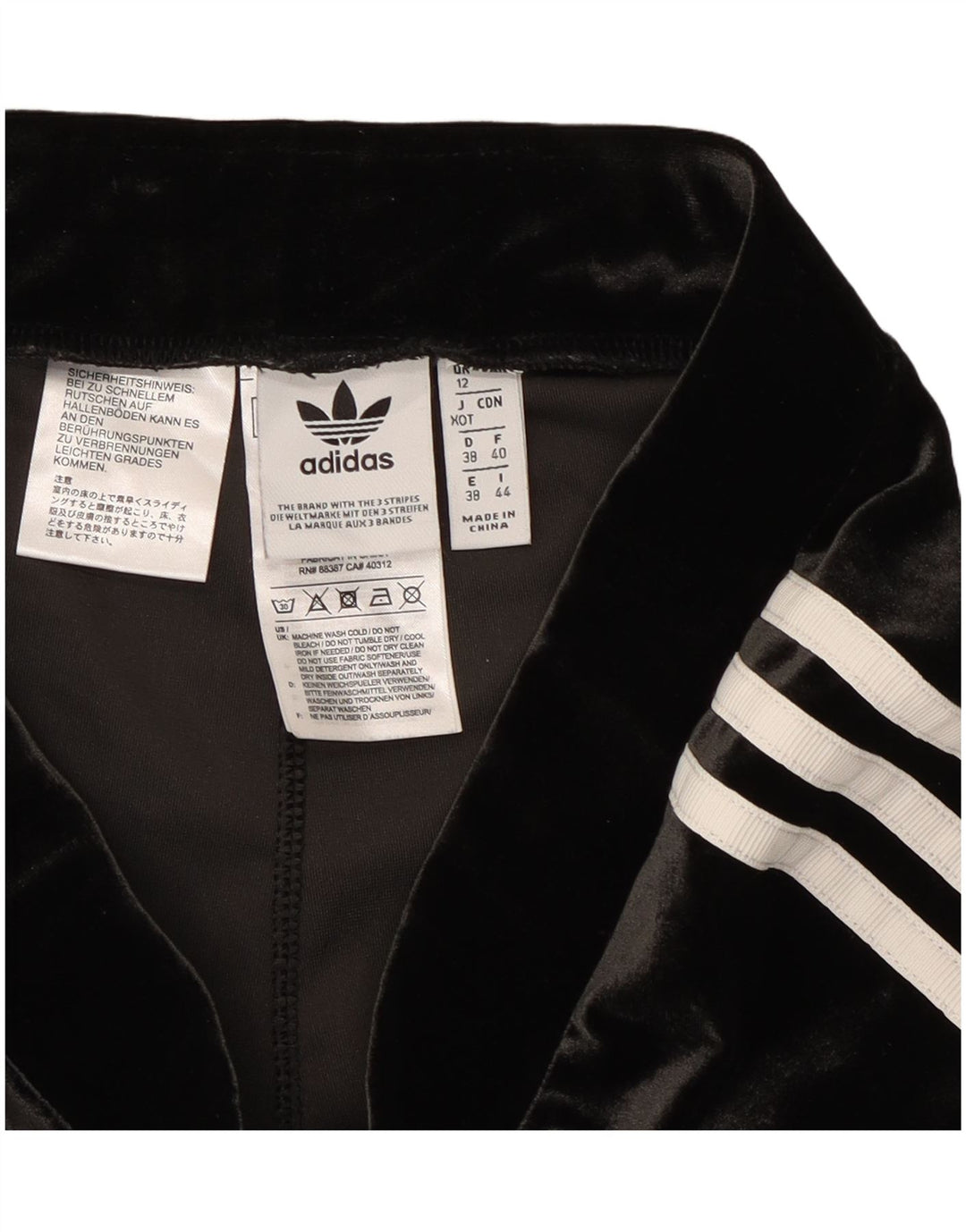 Adidas Womens Velour Leggings UK 12 Medium Black Polyester