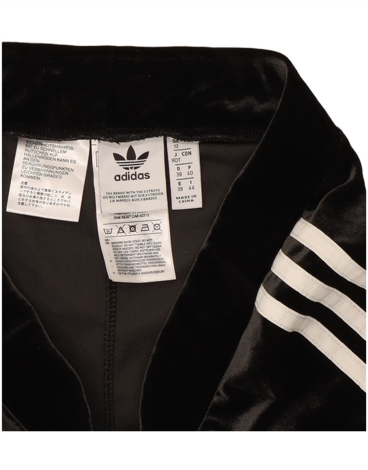 Adidas Womens Velour Leggings UK 12 Medium Black Polyester
