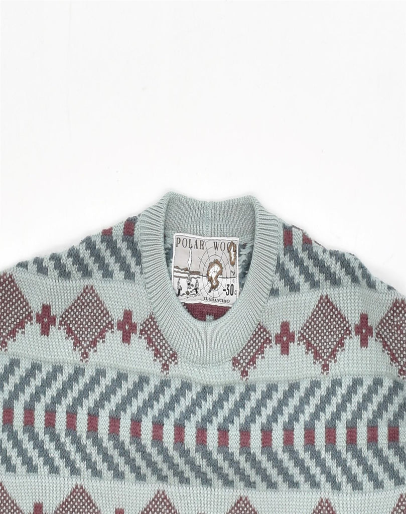 IL GRANCHIO Mens Crew Neck Jumper Sweater XL Blue Fair Isle | Vintage | Thrift | Second-Hand | Used Clothing | Messina Hembry 