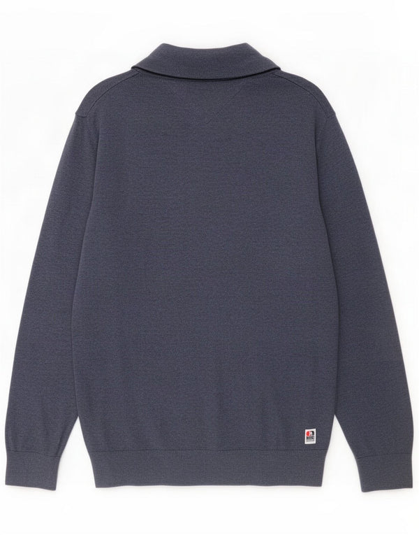 Tommy Hilfiger Mens V-Neck Jumper Sweater Large Blue Cotton