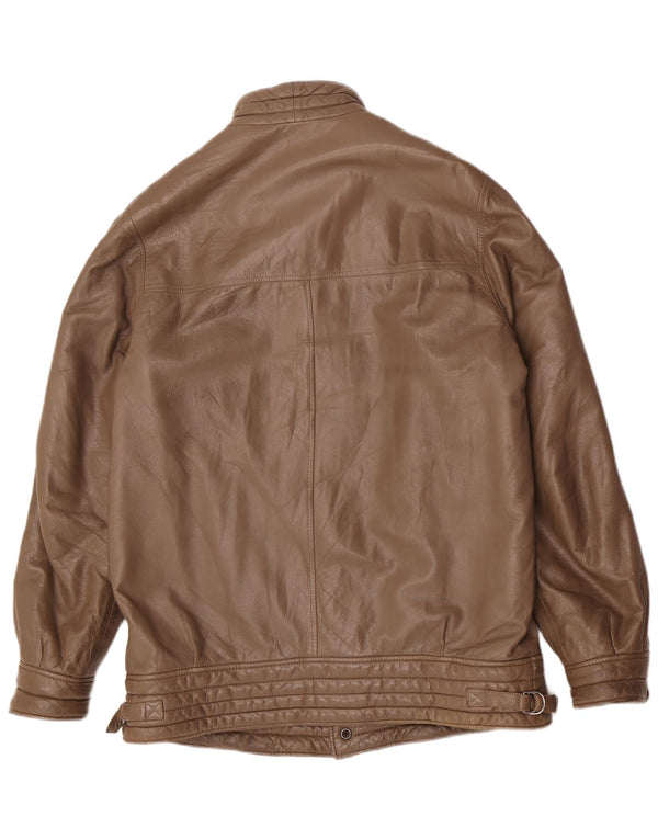 Camox Mens Bomber Leather Jacket UK 38 Medium Brown