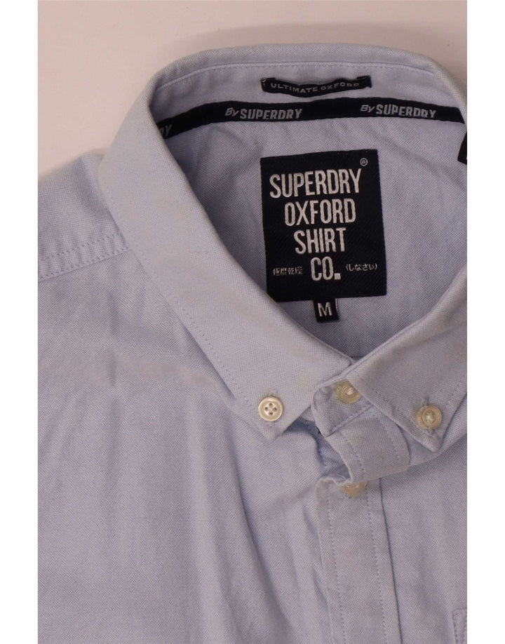 Superdry Mens Short Sleeve Shirt Medium Blue Cotton
