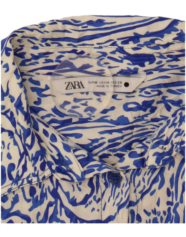 Zara Womens Shirt UK 14 Medium Blue Paisley