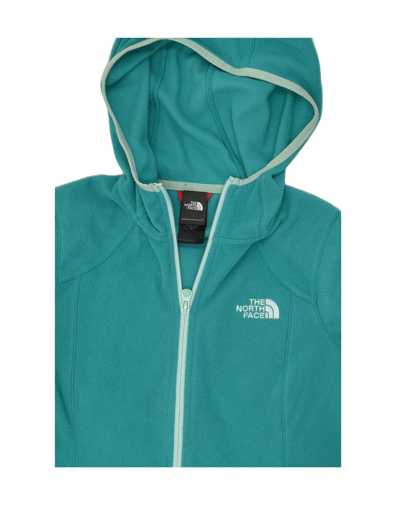 THE NORTH FACE Womens Hooded Fleece Jacket UK 6 XS Turquoise Polyester | Vintage The North Face | Thrift | Second-Hand The North Face | Used Clothing | Messina Hembry 