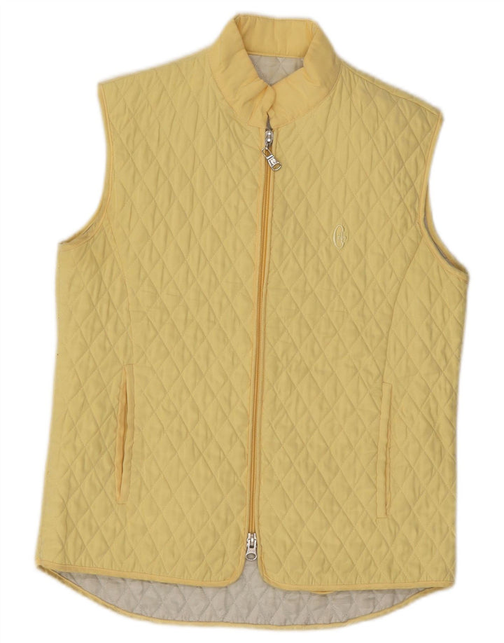 Conte of Florence Womens Quilted Gilet IT 40 Small Yellow Polyester