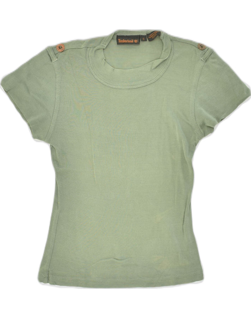 TIMBERLAND Womens T-Shirt Top UK 8 Small Green Cotton | Vintage Timberland | Thrift | Second-Hand Timberland | Used Clothing | Messina Hembry 