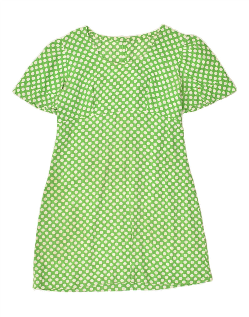 VINTAGE Womens A-Line Dress UK 10 Small Green Polka Dot | Vintage Vintage | Thrift | Second-Hand Vintage | Used Clothing | Messina Hembry 