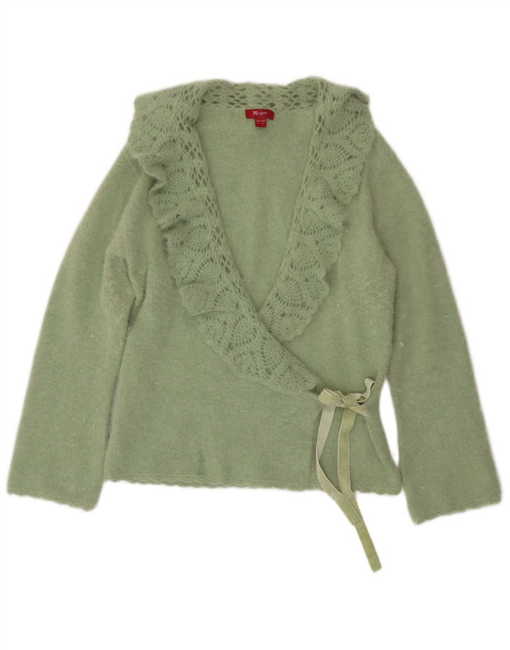 Monsoon Womens Cardigan Sweater UK 16 Large Green Angora