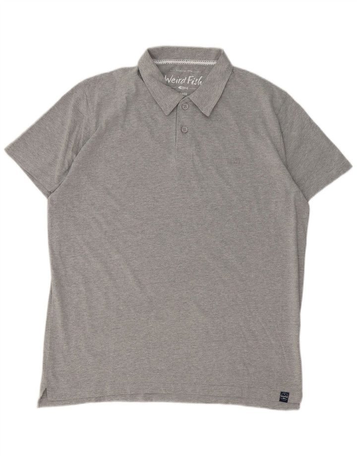 Weird Fish Mens Polo Shirt Large Grey Cotton