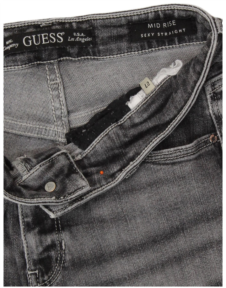 GUESS Womens Mid Rise Straight Jeans W27 L30 Grey
