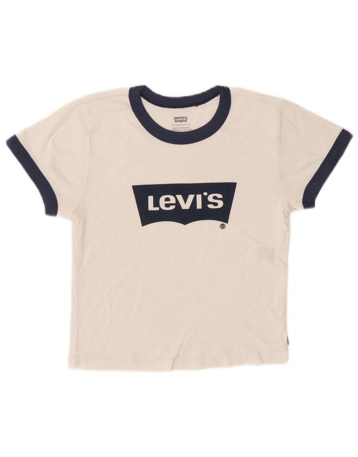 Levi's Womens Crop Graphic T-Shirt Top UK 10 Small White Colourblock
