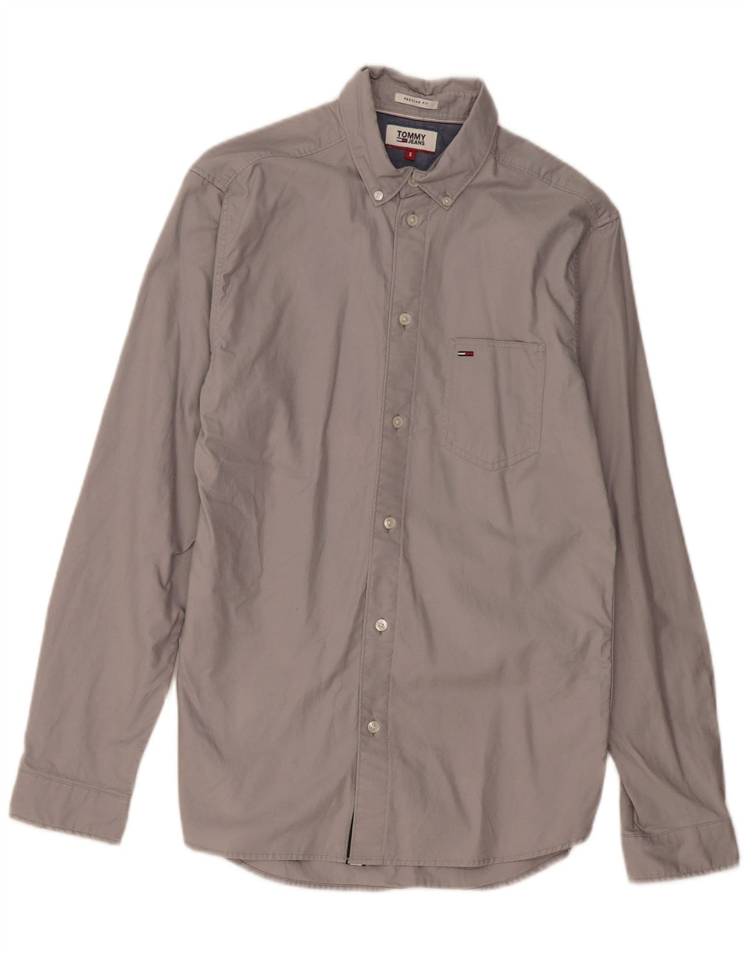 TOMMY HILFIGER Mens Regular Fit Shirt Small Grey Cotton