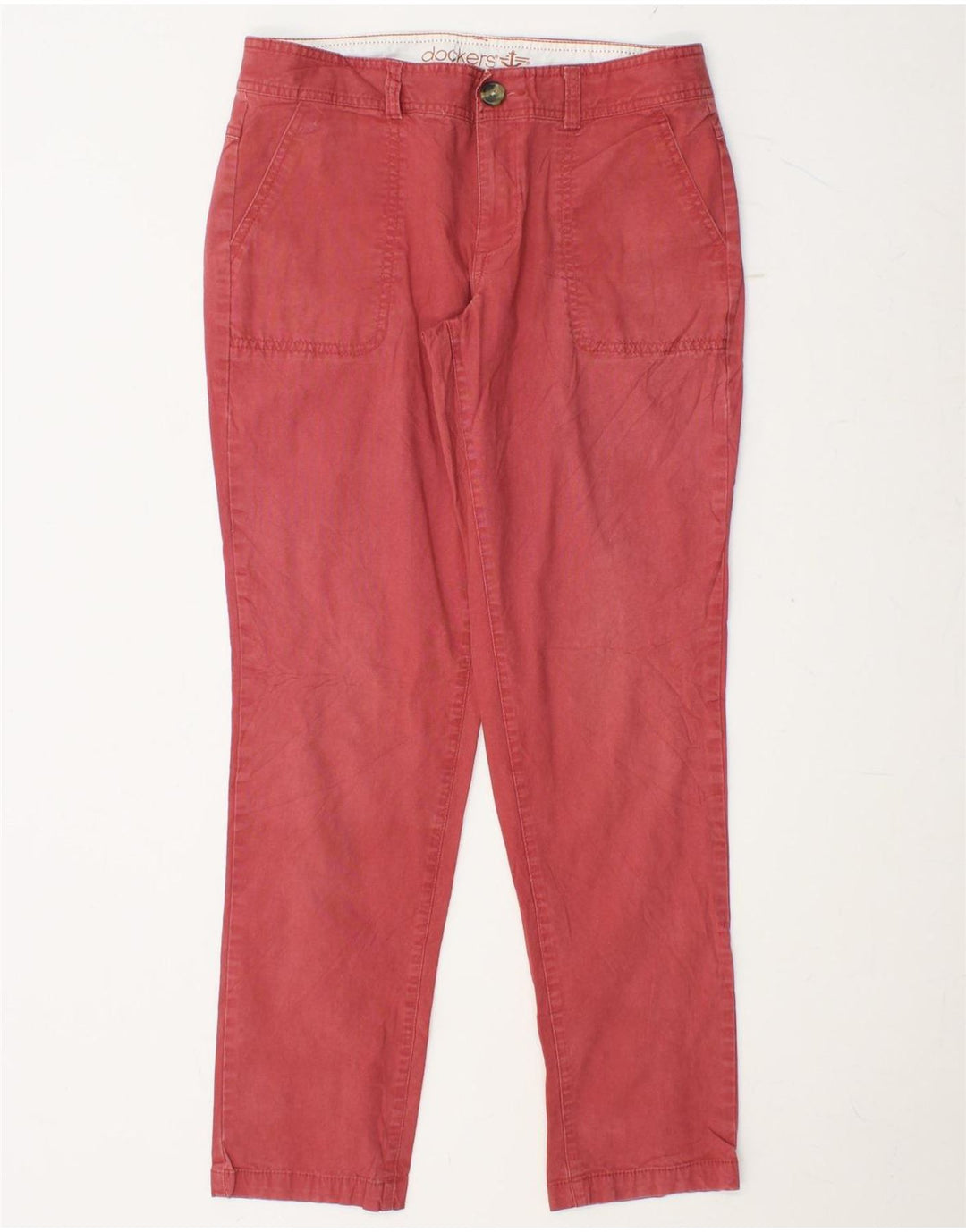 DOCKERS Womens Slim Chino Trousers US 6 Medium W30 L30 Pink Cotton
