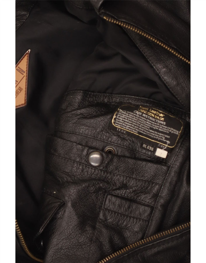 MILAN Mens Leather Jacket UK 40 Large Black Leather