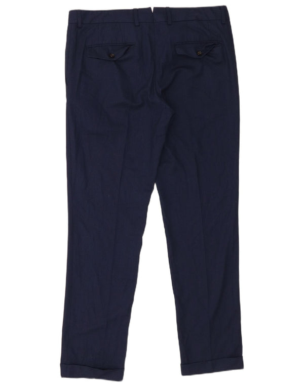 Zara Mens Slim Suit Trousers EU 42 Large W32 L31 Navy Blue