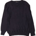 Nautica Mens V-Neck Jumper Sweater Medium Navy Blue Cotton