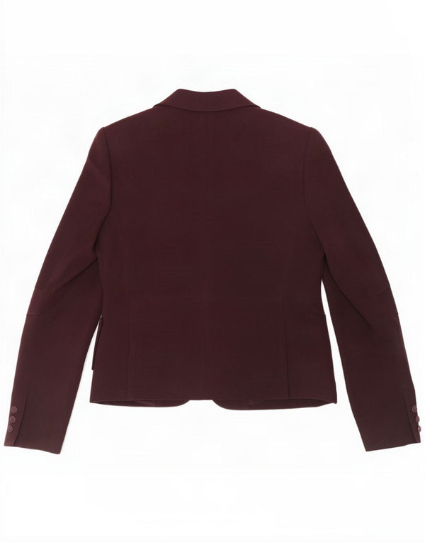 Jigsaw Womens 3 Button Blazer Jacket UK 10 Small Burgundy Wool
