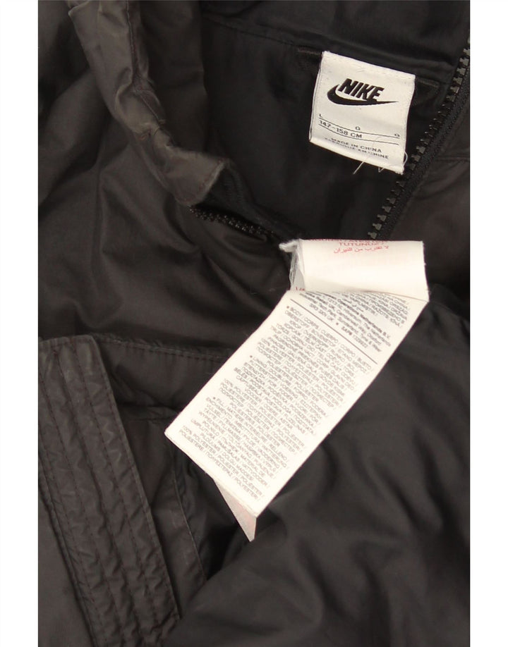 Nike Boys Hooded Padded Jacket 12-13 Years Large Black Polyester