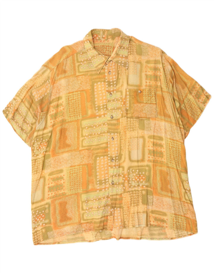 Vintage Mens Short Sleeve Shirt XL Yellow Geometric